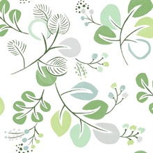 Jonah Light Green Large Painted Leaf  Wallpaper