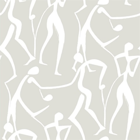 Joyful Dancers Lichen Grey Wallpaper