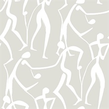 Joyful Dancers Lichen Grey Wallpaper