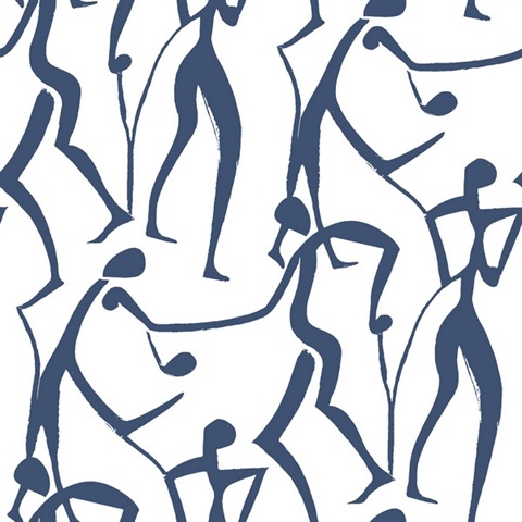 Joyful Dancers Ultramarine Wallpaper