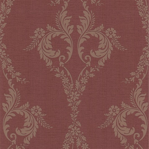 Jules Burgundy Scrolling Damask