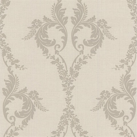 Jules Light Grey Scrolling Damask