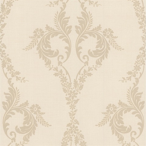 Jules Pearl Scrolling Damask