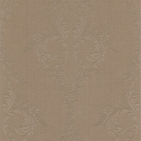Jules Sepia Scrolling Damask