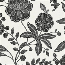 Julian Jacobean Floral  Ebony & Ivory Peel and Stick Wallpaper
