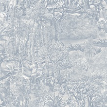 Jungle Toile Cornflower Blue Peel and Stick Wallpaper