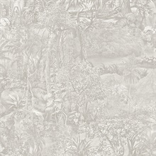 Jungle Toile Countryside Grey Peel and Stick Wallpaper