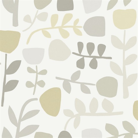 Juni Neutral Large Abstract Tulips Block Print Wallpaper