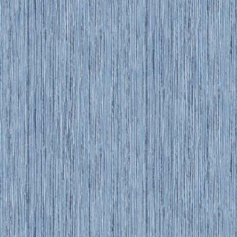 Justina Indigo Faux Vertical Grasscloth Stria Wallpaper