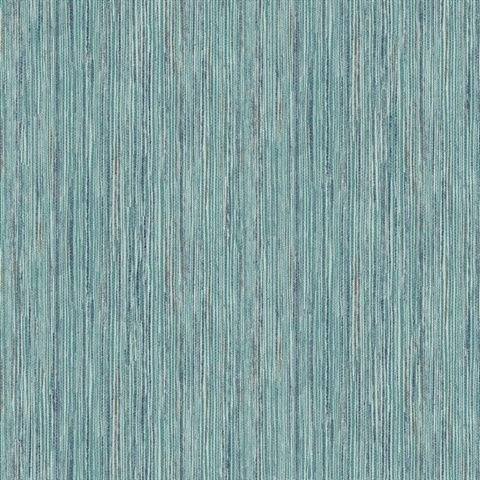Justina Teal Faux Vertical Grasscloth Stria Wallpaper