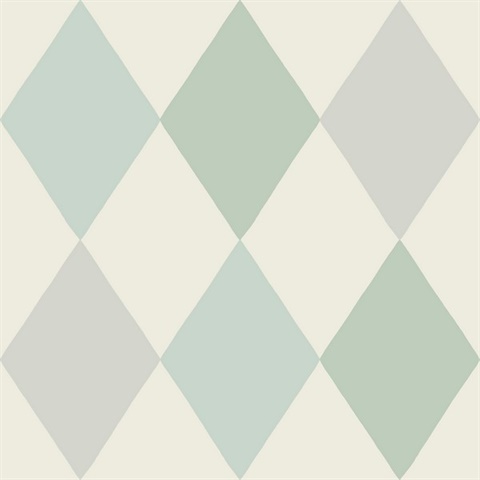 Kalas Light Blue Block Print Diamond Wallpaper