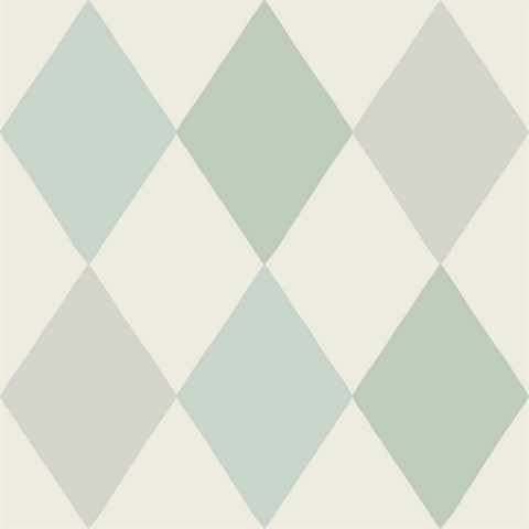 Kalas Light Blue Block Print Diamond Wallpaper