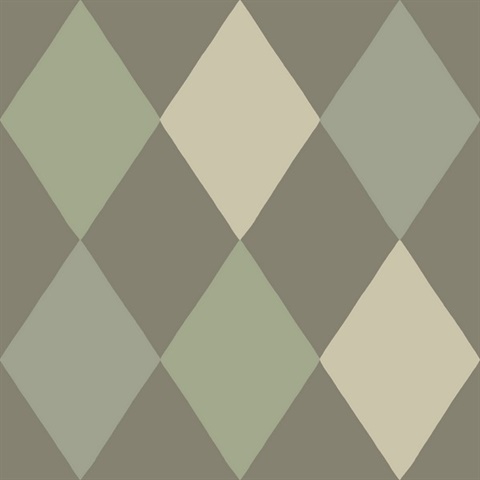 Kalas Olive Block Print Diamond Wallpaper