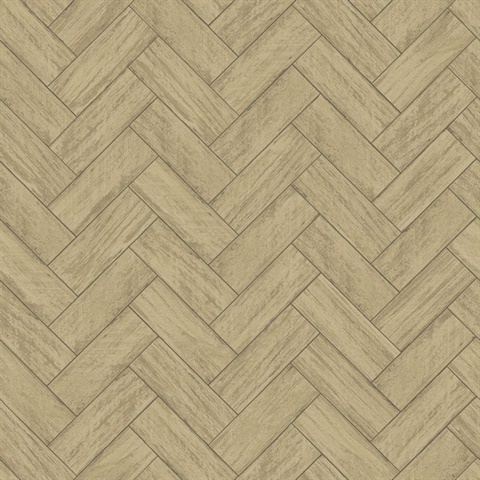 Kaliko Neutral Wood Textured Herringbone Wallpaper