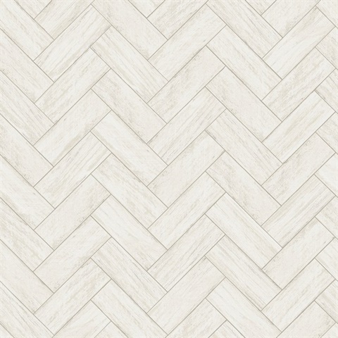 Kaliko White Wood Textured Herringbone Wallpaper