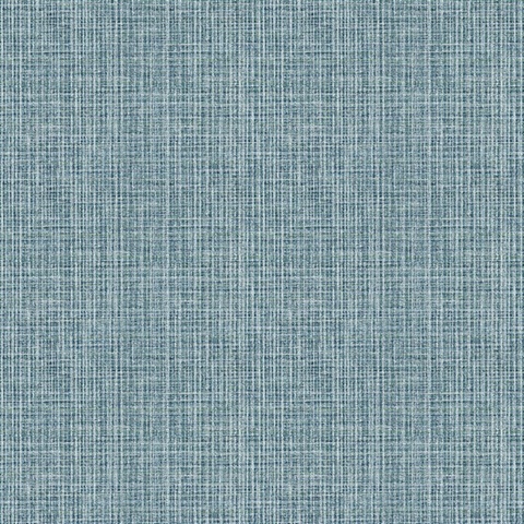 Kantera Blue Faux Fabric Weave Texture Wallpaper