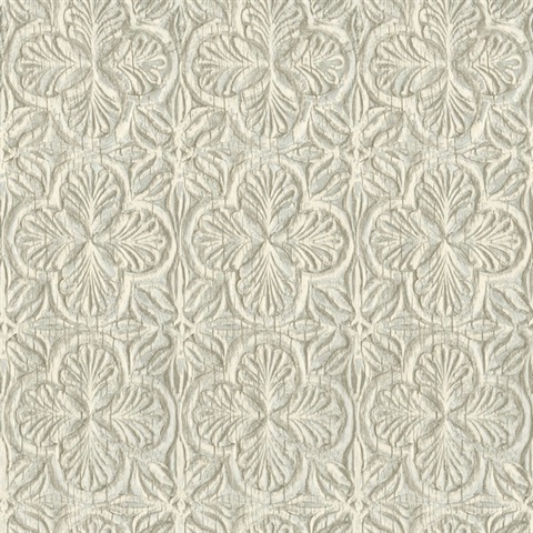Karachi Aqua Wooden Damask Wallpaper
