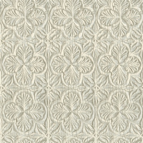 Karachi Aqua Wooden Damask Wallpaper