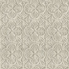 Karachi Taupe Wooden Damask Wallpaper