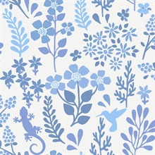 Karina Blue Large Floral &amp; Leaf Wallpaper