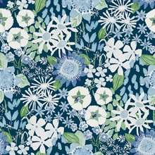 Karina Blue Watercolor Wildflower Floral Wallpaper