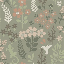 Karina Green Large Floral & Leaf Wallpaper
