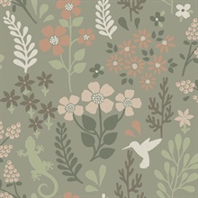 Karina Green Large Floral &amp; Leaf Wallpaper