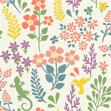 Karina Multicolor Large Floral & Leaf Wallpaper