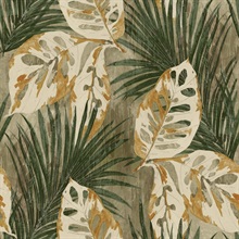 Karma Evening Green Tropical Leaf Wallpaper