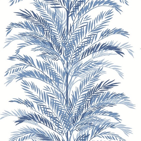 Keana Palm Botanical Coastal Blue Peel and Stick Wallpaper