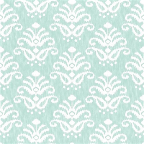 Keaton Aqua Faded Medallion Wallpaper