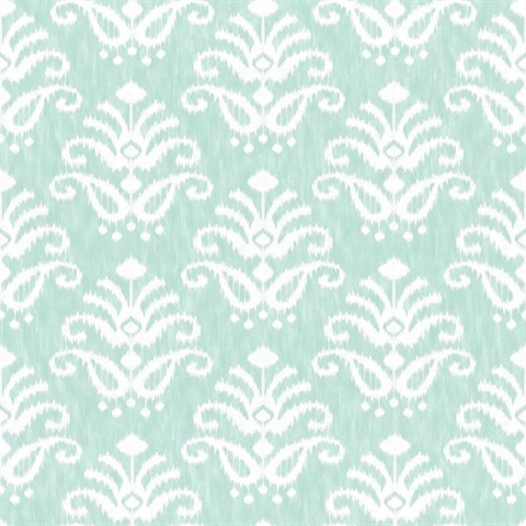 Keaton Aqua Faded Medallion Wallpaper