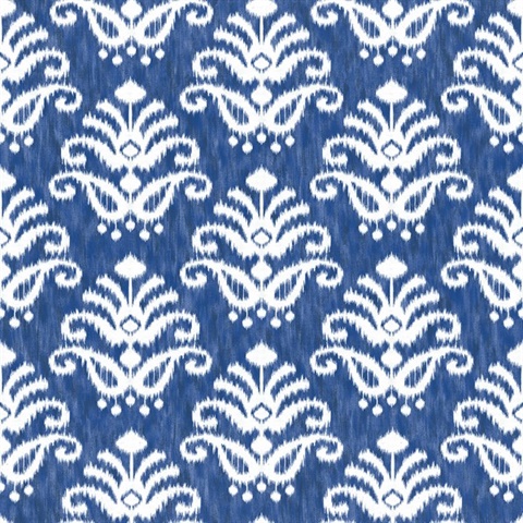 Keaton Blue Faded Medallion Wallpaper