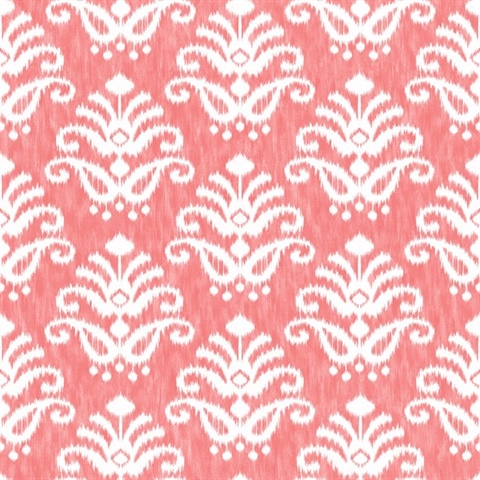 Keaton Coral Faded Medallion Wallpaper
