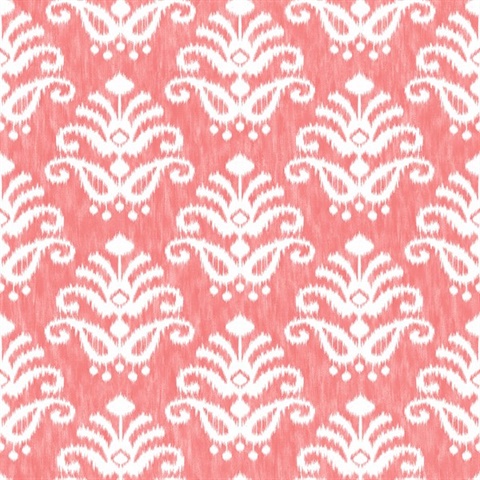 Keaton Coral Faded Medallion Wallpaper