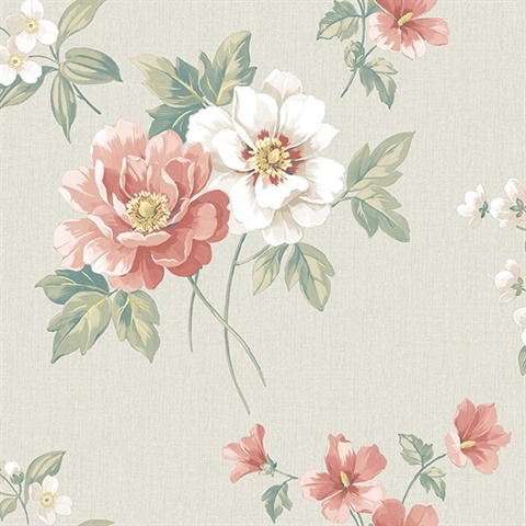 Keighley Coral Floral Wallpaper