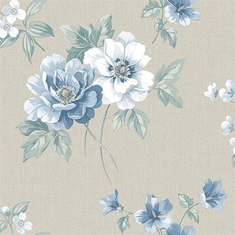 3112-002757 | Keighley Light Blue Floral Wallpaper | Wallpaper Boulevard
