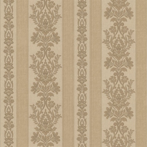 Kensington Brass Damask Stripe