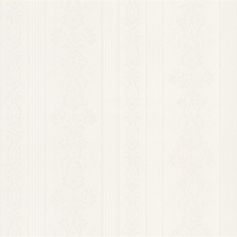 Kensington White Damask Stripe