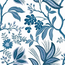 Kew Cerulean Leaf Vine Wallpaper