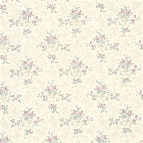 992-68364 | Kezea Lavender Petit Floral Urn | Wallpaper Boulevard