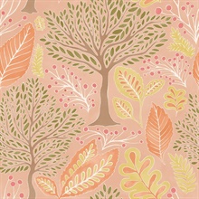 Kiah Blush Leaf Forest Wallpaper