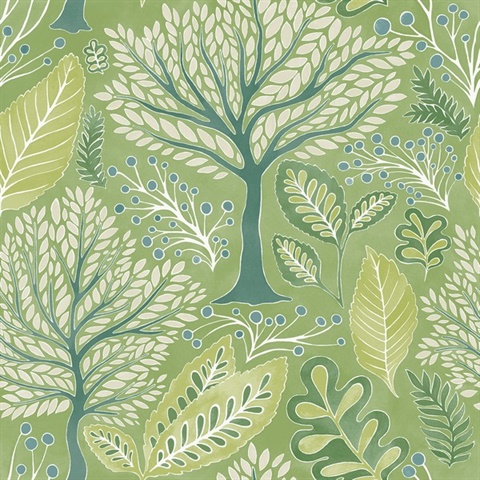 Kiah Green Leaf Forest Wallpaper