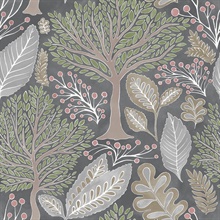 Kiah Grey Leaf Forest Wallpaper