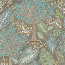 Kiah Taupe Leaf Forest Wallpaper