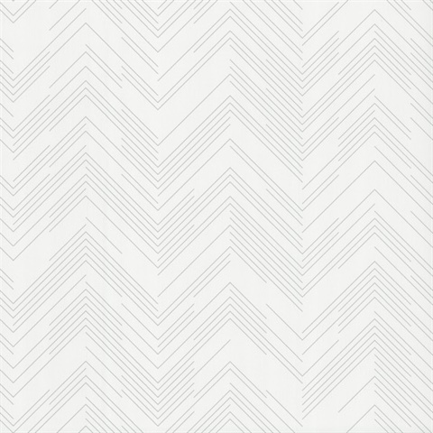 Kian White Modern Chevron 54" Commercial Grade Wallpaper