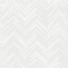 Kian White Modern Chevron 54" Commercial Grade Wallpaper