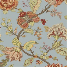 Kianna Jacobean Floral Blue Dusk Peel and Stick Wallpaper