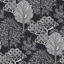 Black Kimono Asian Motif Tree Branches Wallpaper