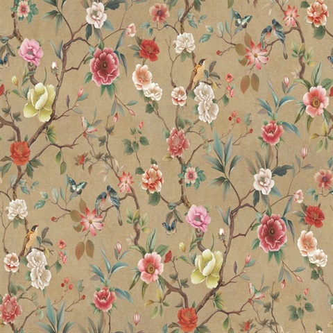Kimora's Garden Linen Floral Branch Wallpaper